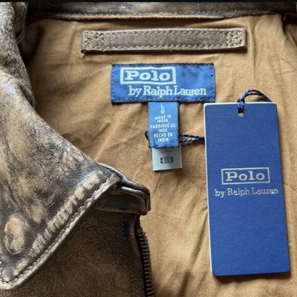 NWT Polo ralph lauren Leather Flight Jacket Sz Large L - Picture 9 of 15